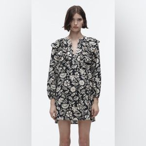 Zara printed ruffle dress NWT